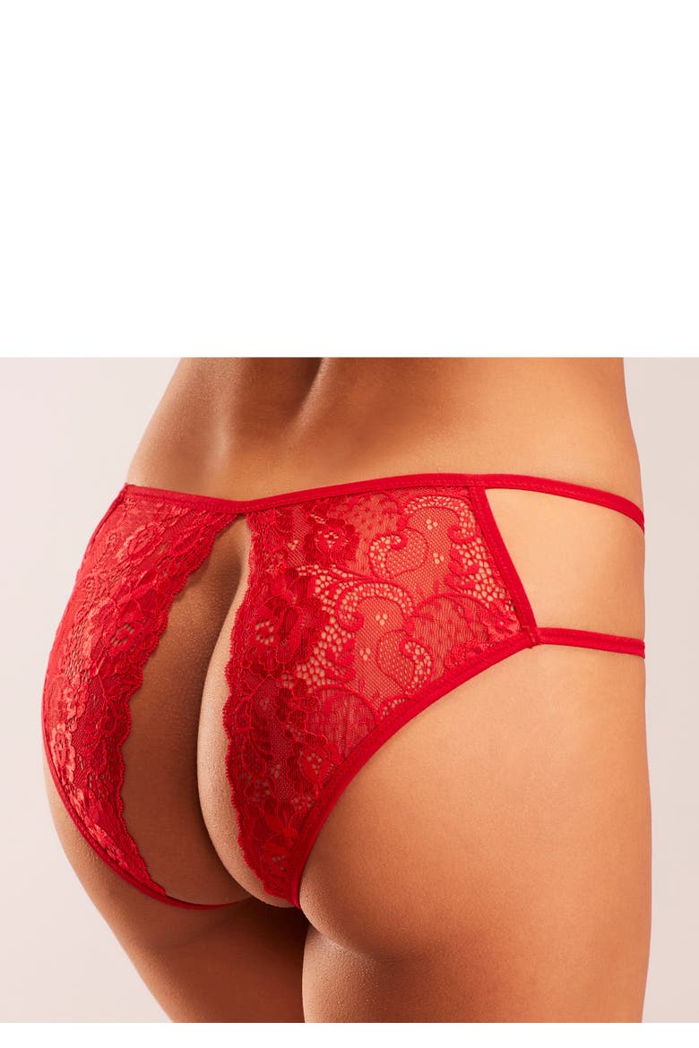 Lace Open Brief, Alternate, color, Red