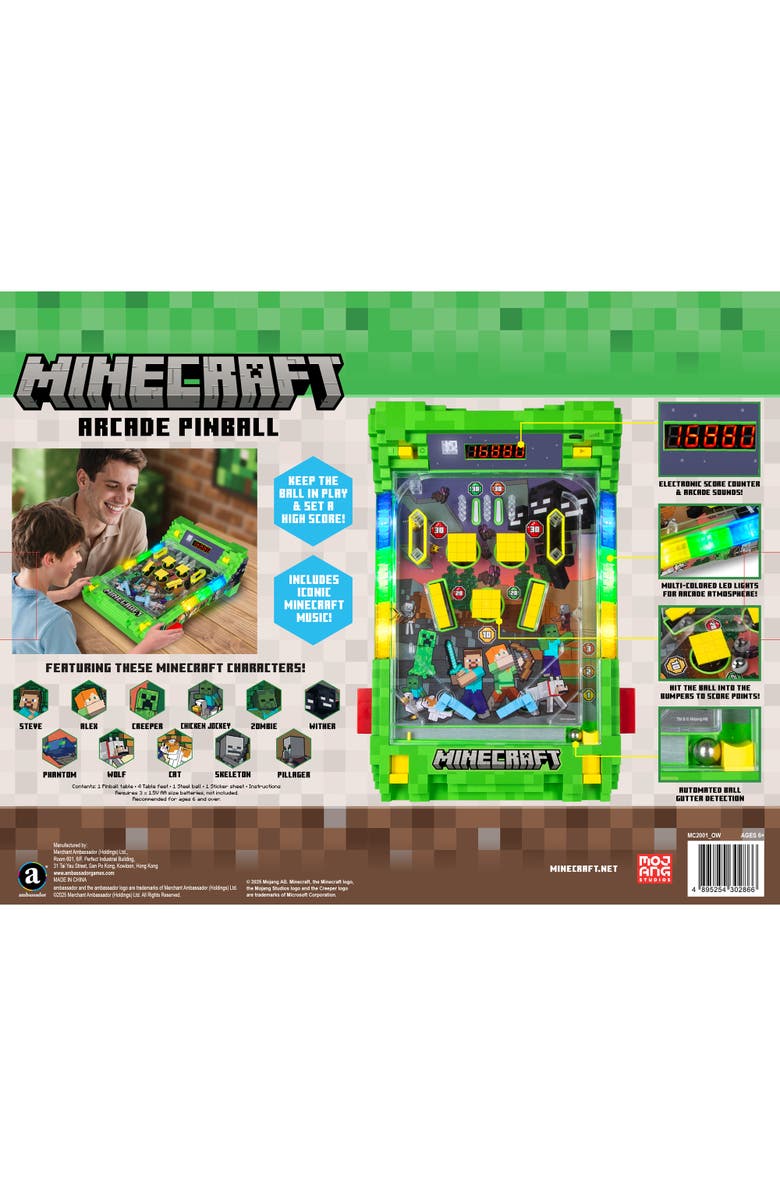 MINECRAFT Arcade Pinball - Overworld - Lights & Sounds Tabletop Game, Kids 6+, Alternate, color, Multicolored