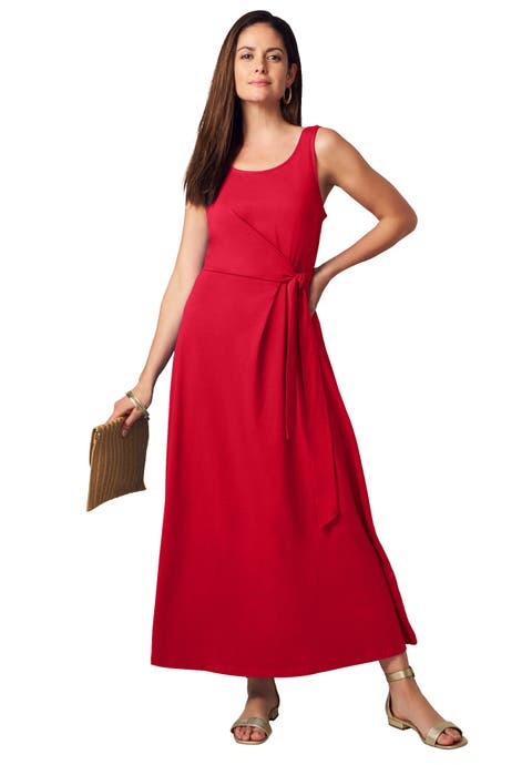 Stretch Cotton Side Tie Maxi Dress (Plus)