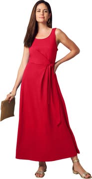 Jessica London Stretch Cotton Side Tie Maxi Dress