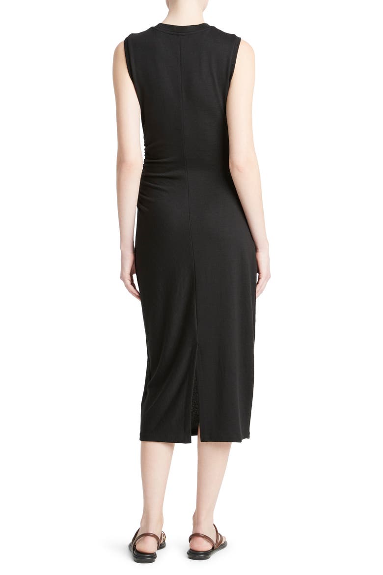 Side Ruched Sleeveless Knit Midi Dress, Alternate, color, BLACK