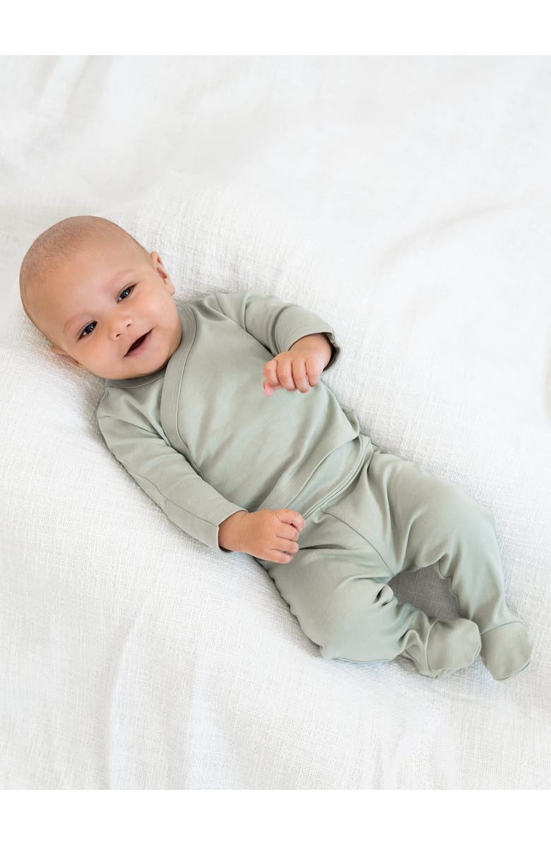 Colored Organics Organic Riley 2 Piece Kimono Wrap Top And Pant Set, Alternate, color, Mint