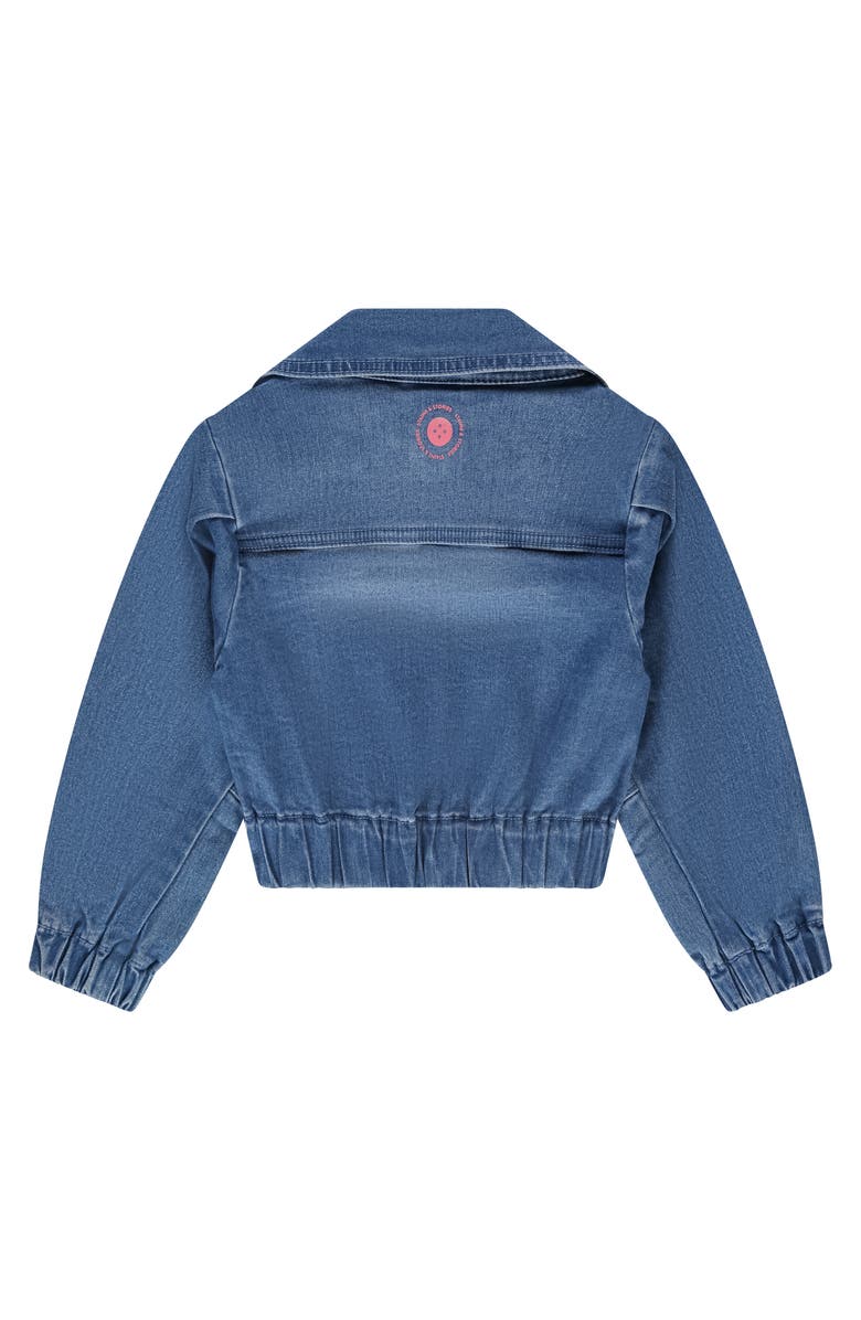 Stains and Stories by Babyface Modern Cinched Waist Denim Jacket, Alternate, color, Blue Denim