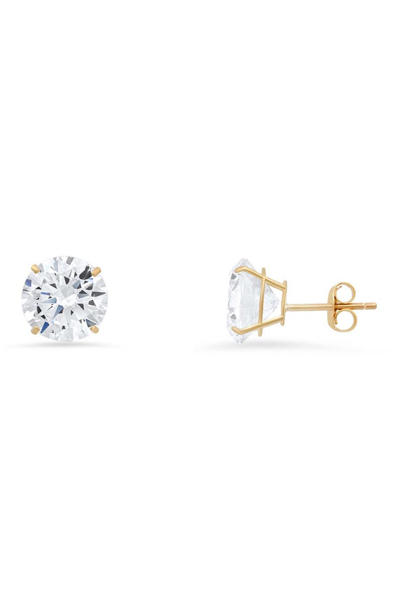 10K Gold Round Cubic Zirconia Stud Earrings, Main, color, GOLD/4MM