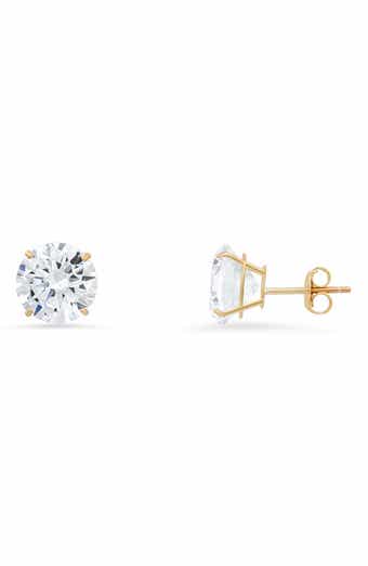 10K Gold Round Cubic Zirconia Stud Earrings