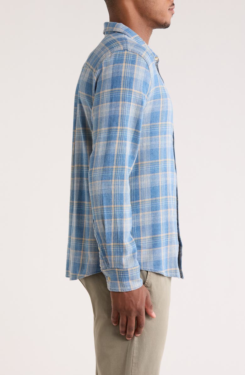 Marine Layer Classic Plaid Stretch Cotton Button-Up Shirt, Alternate, color, Blue Indigo Plaid
