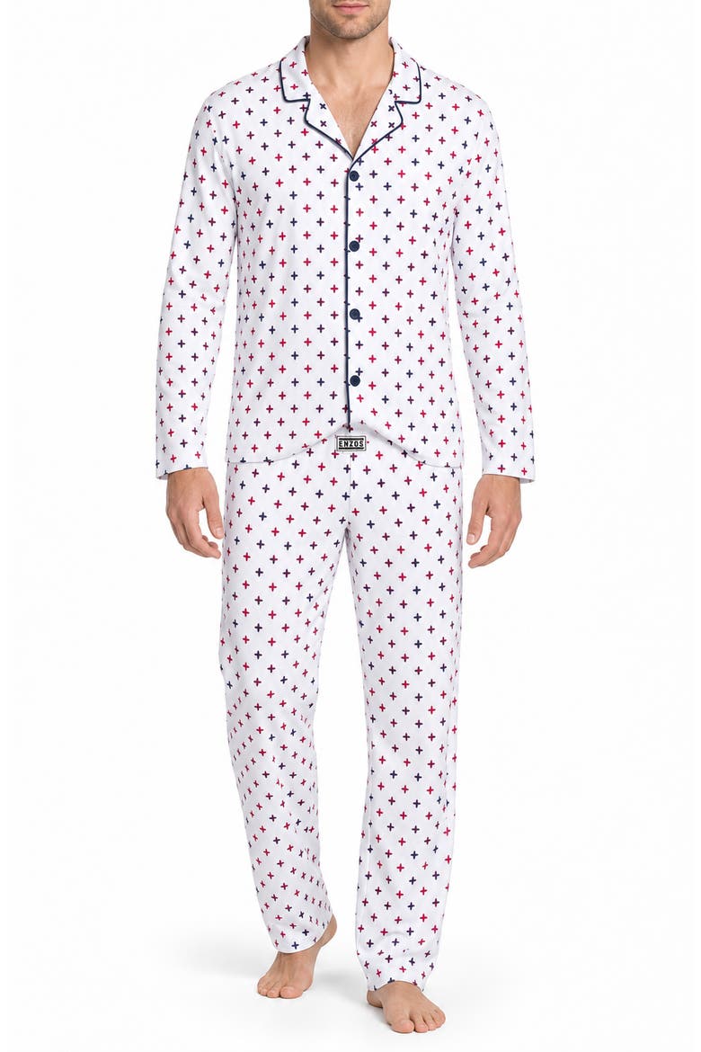 Cross Print Pajama Set, Main, color, CROSS PRINT