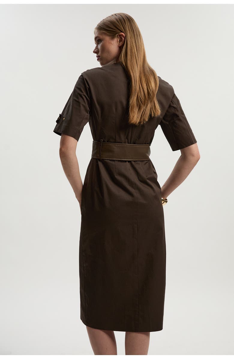 Karen Millen Cotton Utility Midi Dress, Alternate, color, Chocolate
