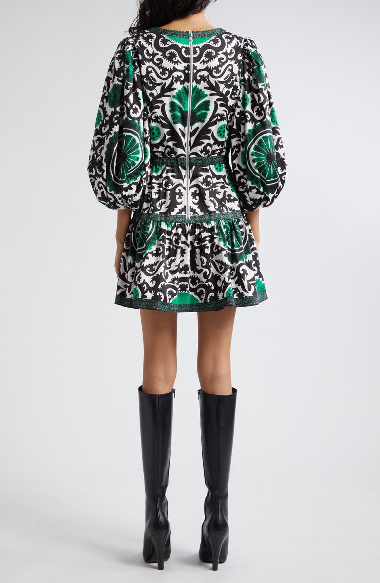 Alice + Olivia Shayla Pleated Long Sleeve Tiered Dress, Alternate, color, 