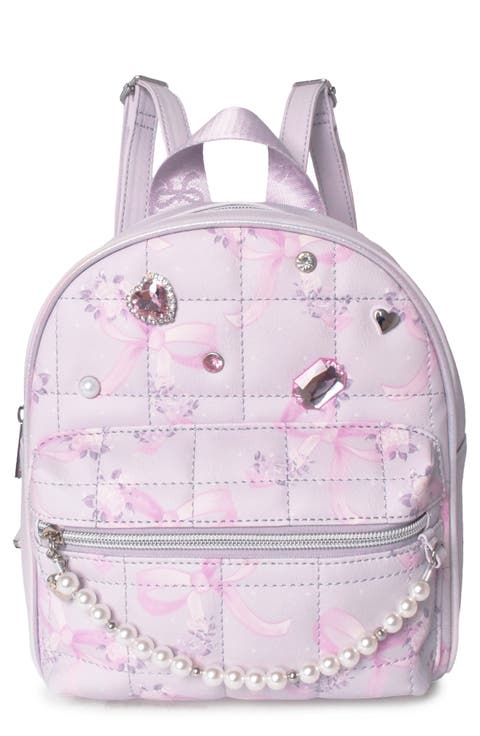 Kids' Bow Pearl Faux Leather Mini Backpack