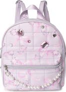 OMG Accessories Kids' Bow Pearl Faux Leather Mini Backpack