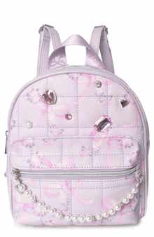 Kids' Bow Pearl Faux Leather Mini Backpack