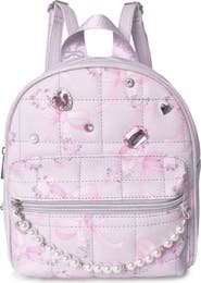 OMG Accessories Kids' Bow Pearl Faux Leather Mini Backpack