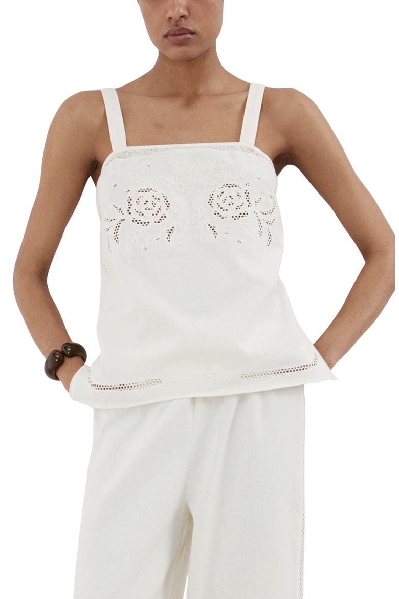 Embroidered Tank, Main, color, OFF WHITE