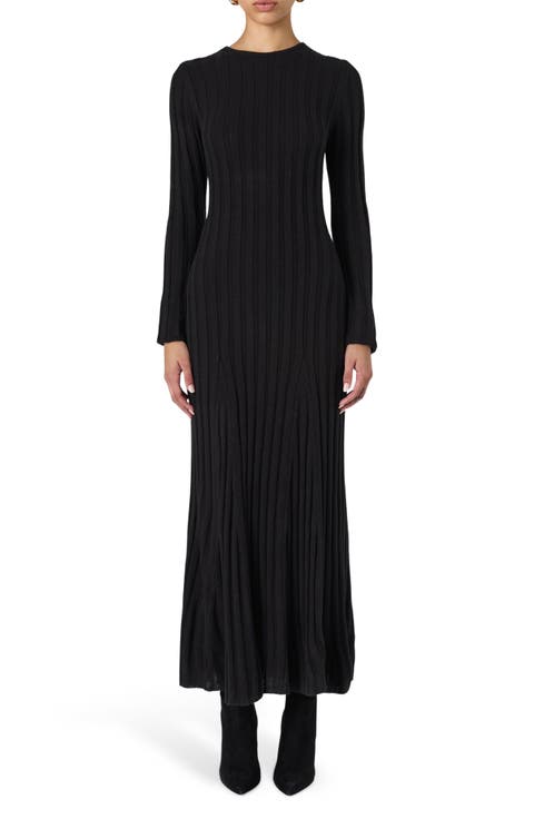 Long Sleeve Rib Maxi Sweater Dress