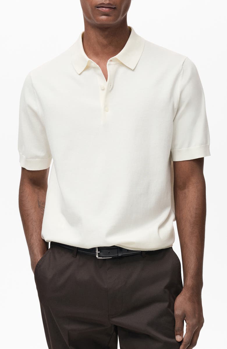 MANGO Cotton Polo Shirt, Main, color, Off White
