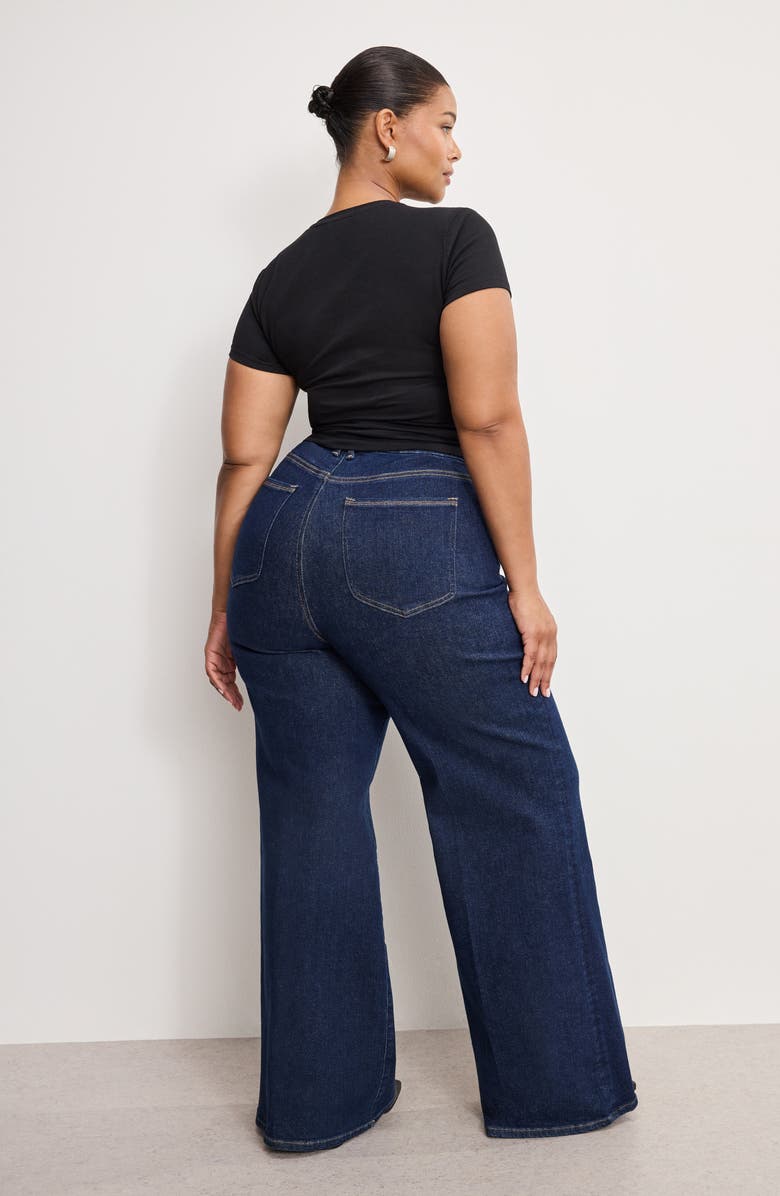 Good American Good Waist High Waist Wide Leg Palazzo Jeans, Alternate, color, Indigo985