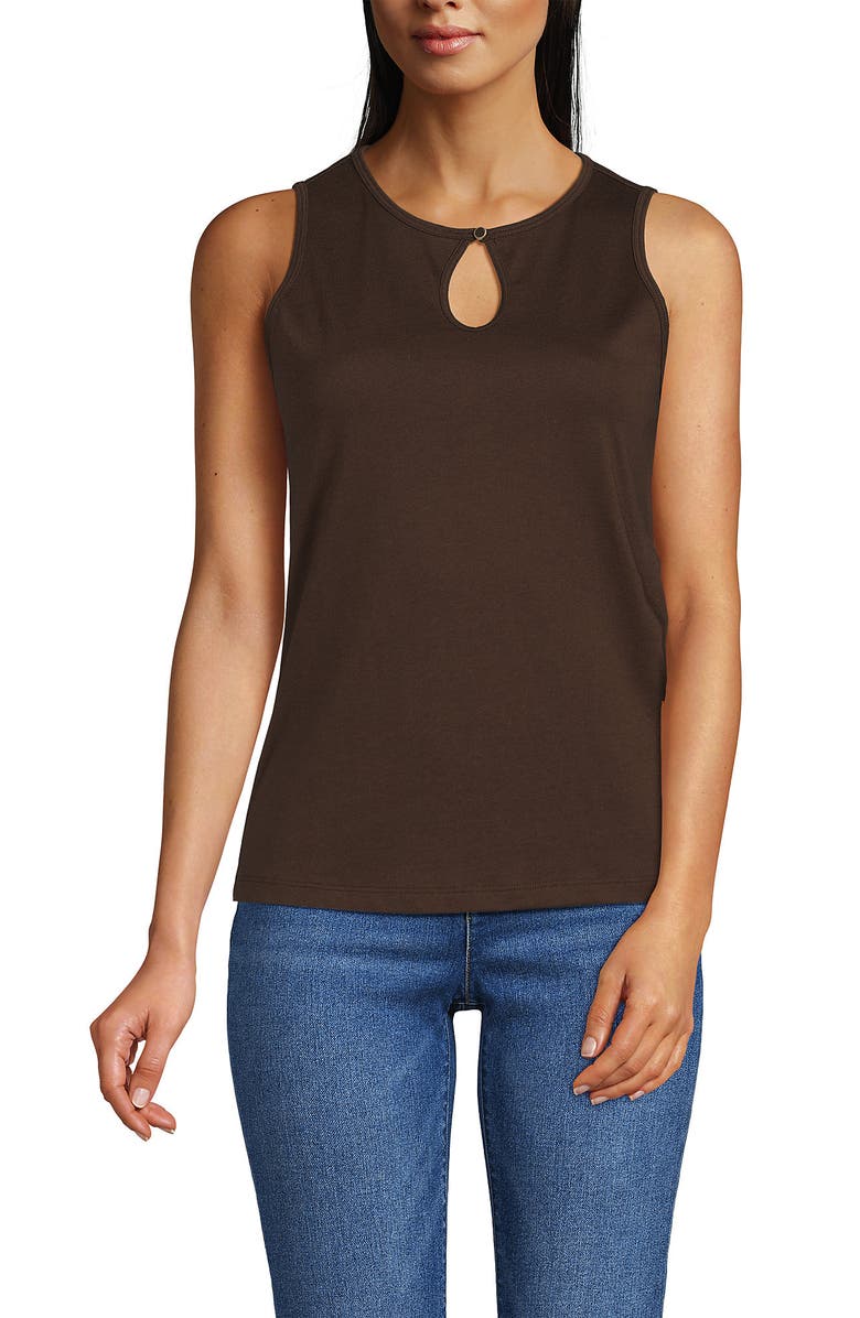 Lands' End Supima Keyhole Tank, Main, color, Rich Coffee