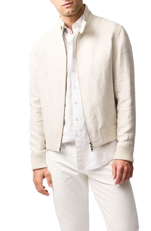 Stavely Linen Zip-Up Bomber Jacket