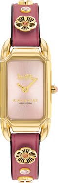 COACH Cadie Leather Strap Watch, 17.5mm