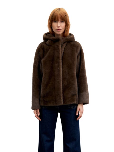 Agate Funnel Collar Faux Fur Coat