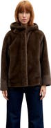 GERARD DAREL Agate Funnel Collar Faux Fur Coat