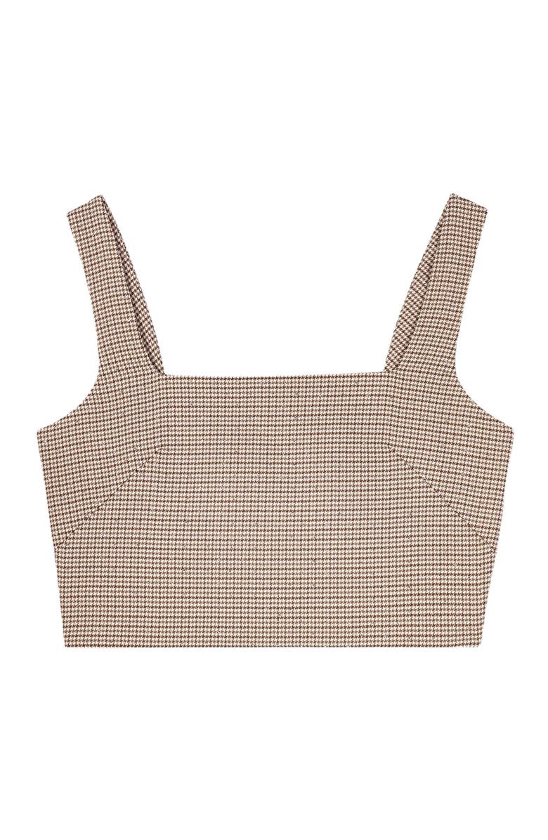 maje Checked diamanté strappy top, Alternate, color, Brown