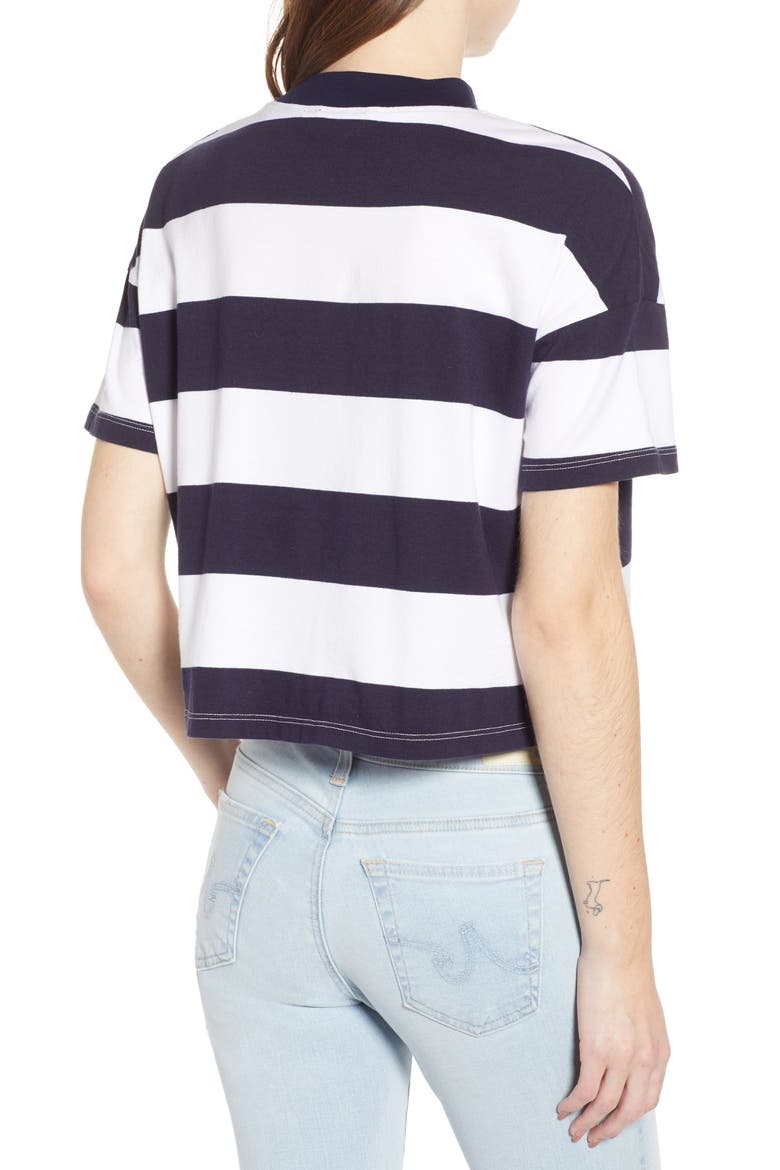 Drew Stripe Drop Shoulder Crop Tee, Alternate, color, DEEP AEGEAN/ TRUE WHITE