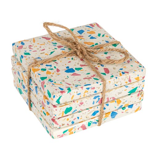 Storied Home 4-piece Square Resin And Terrazzo Coasters, Multicolor