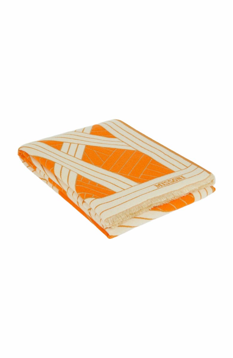 Missoni Home Nastri 135x190 Cm Wool, Cashmere And Silk Plaid Blanket, Alternate, color, Orange