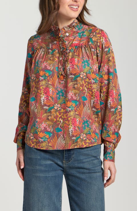 Ruffle Half-Placket Shirt