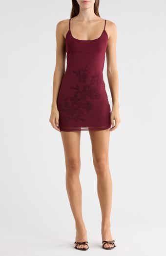 Rhinestone Floral Scoop Neck Minidress