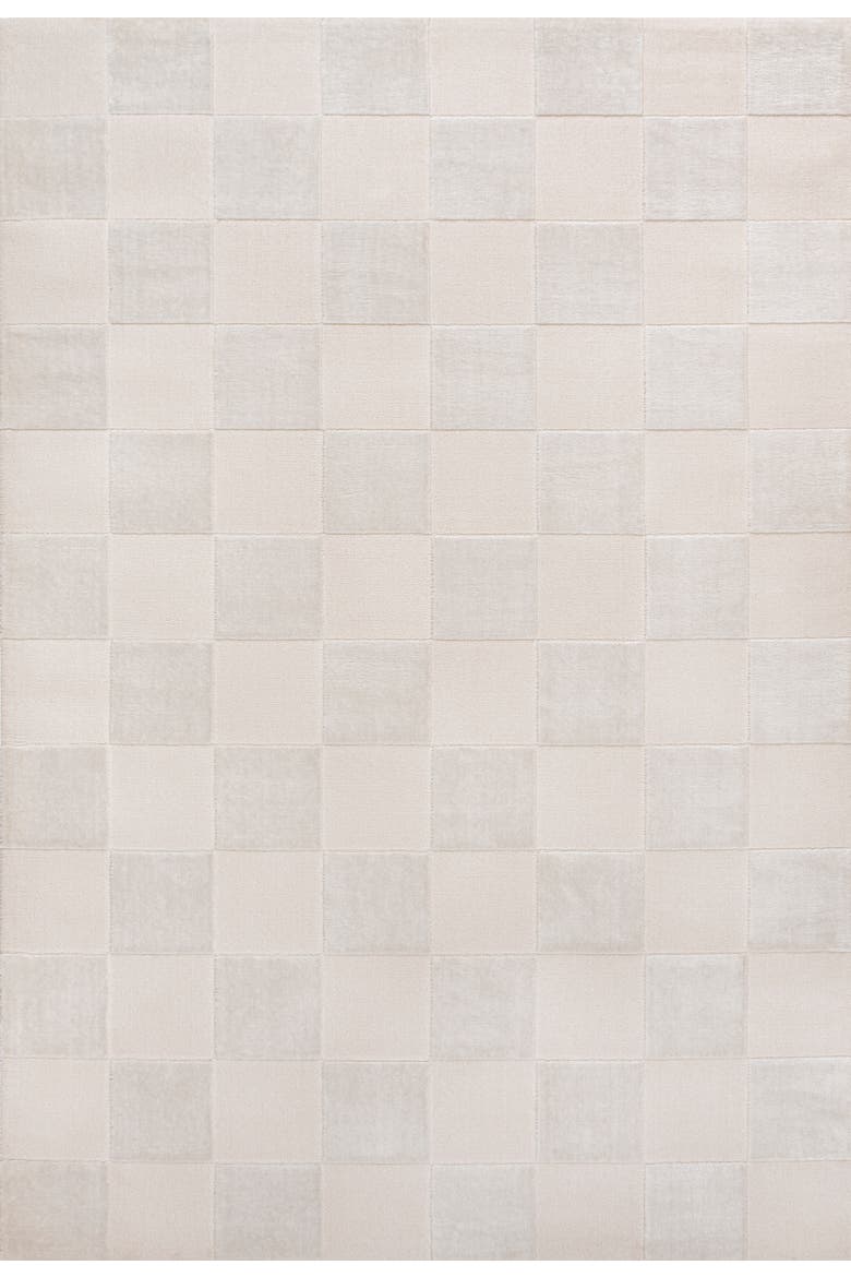 Thea Modern Geometric Checkerboard High-Low Area Rug, Main, color, White/Cream