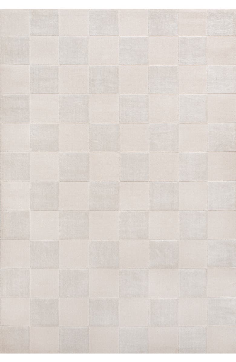 JONATHAN Y Thea Modern Geometric Checkerboard High-Low Area Rug, Main, color, White/Cream