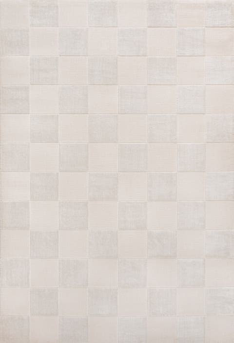 Thea Modern Geometric Checkerboard High-Low Area Rug