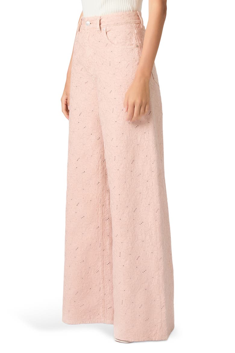 Cameron High Waist Wide Leg Jeans, Alternate, color, SUNSET PEACH EMBROIDERED