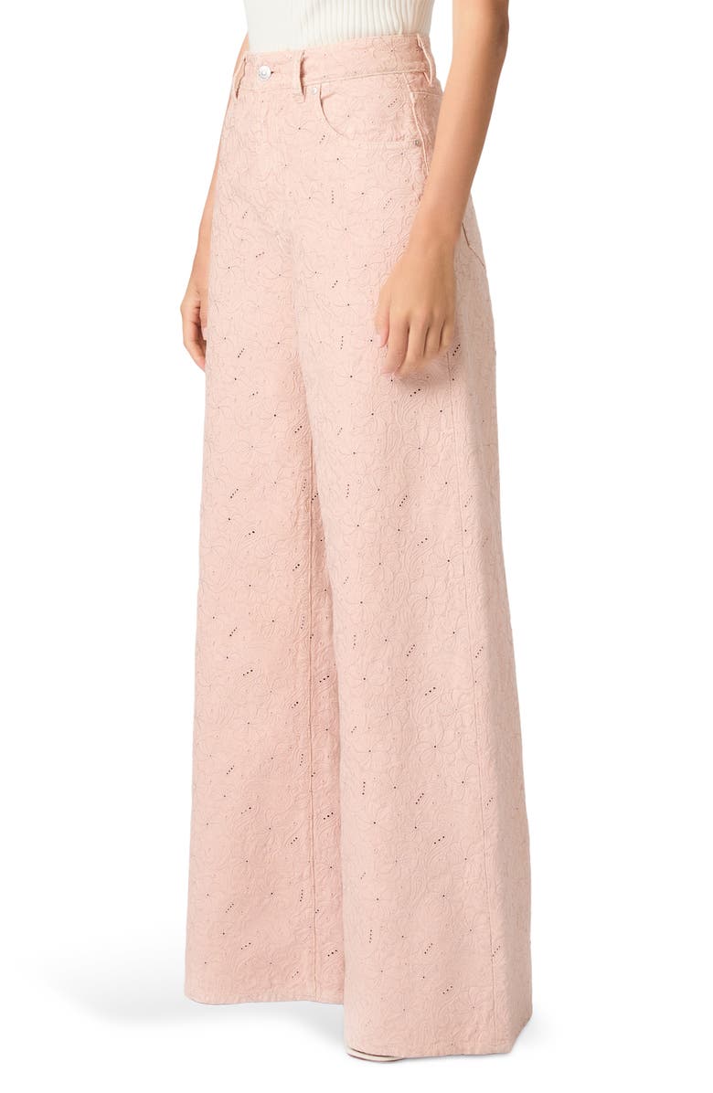 PAIGE Cameron High Waist Wide Leg Jeans, Alternate, color, Sunset Peach Embroidered