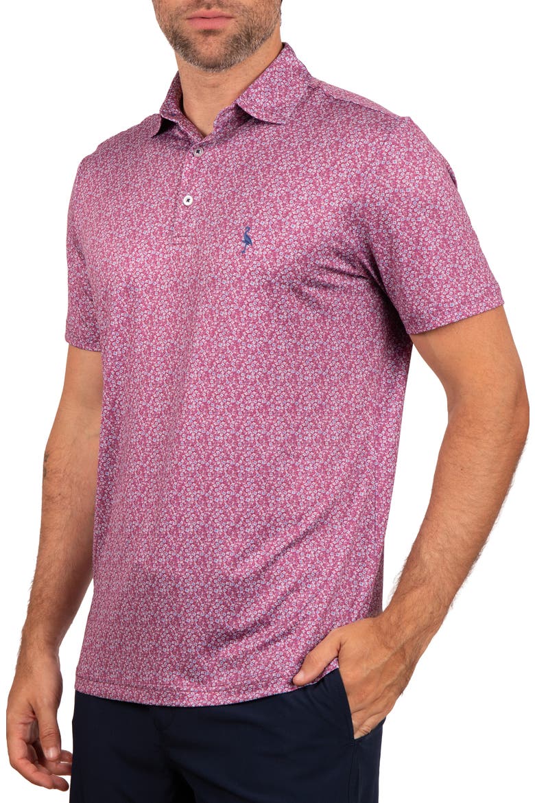 Performance Ditzy Print Polo, Alternate, color, BURGUNDY