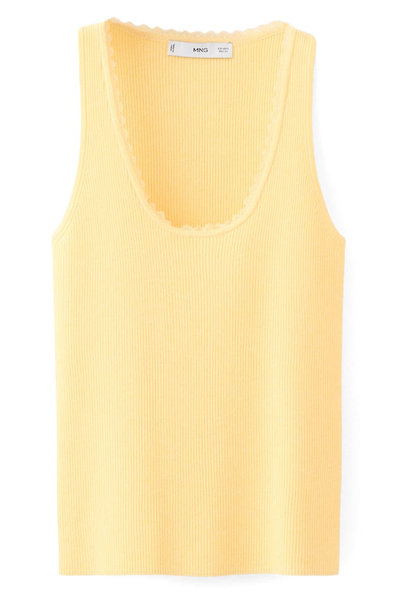 Rib Knit Lace Trim Scoop Neck Tank, Alternate, color, YELLOW