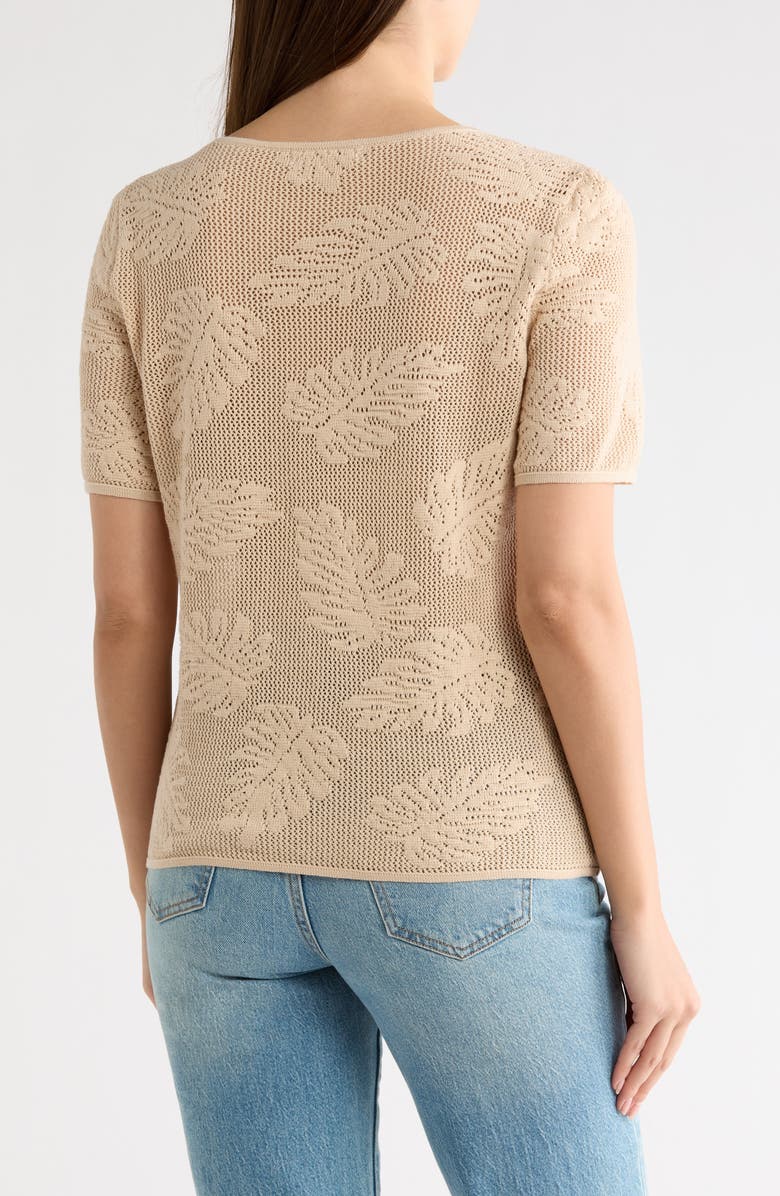 DR2 by Daniel Rainn Cotton Jacquard Short Sleeve Sweater, Alternate, color, Light Sand