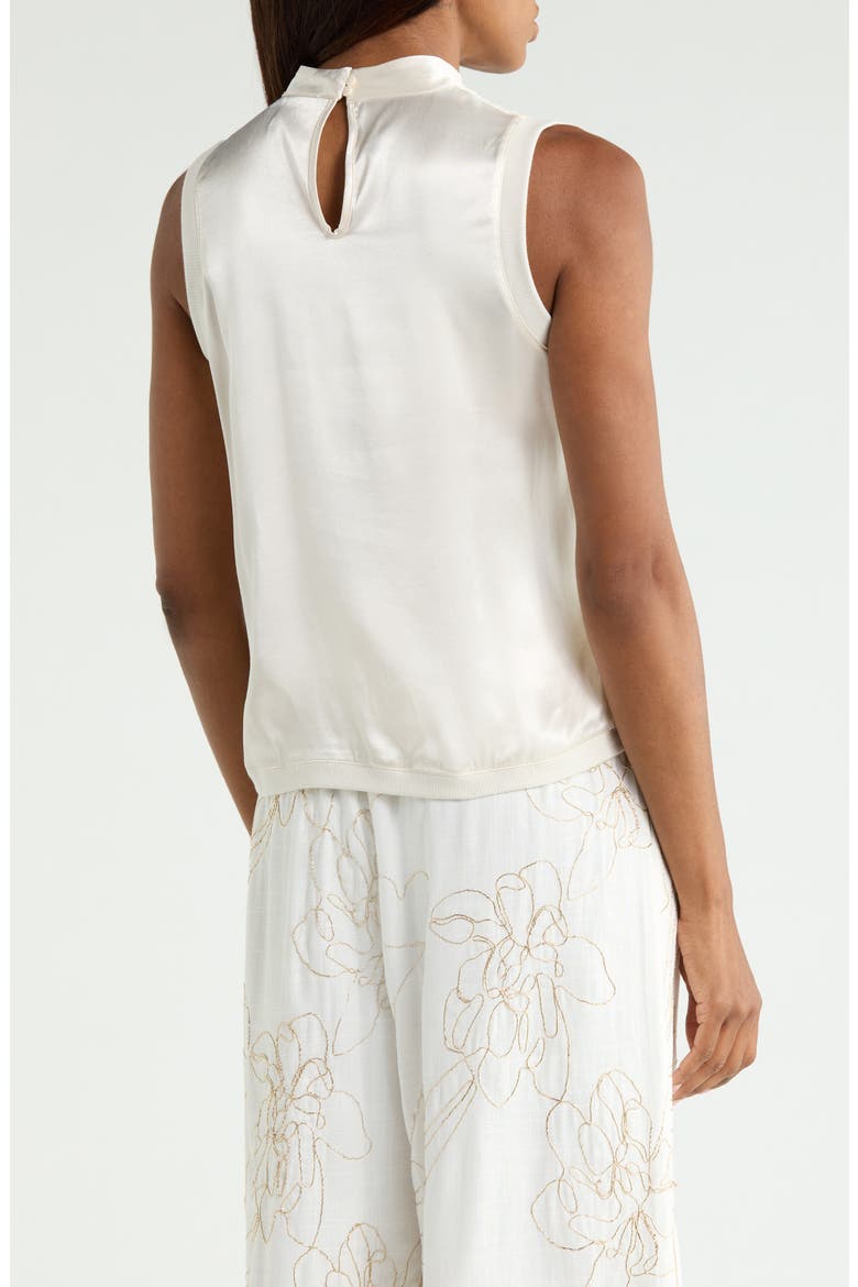 Mock Neck Sleeveless Satin Shell, Alternate, color, IVORY