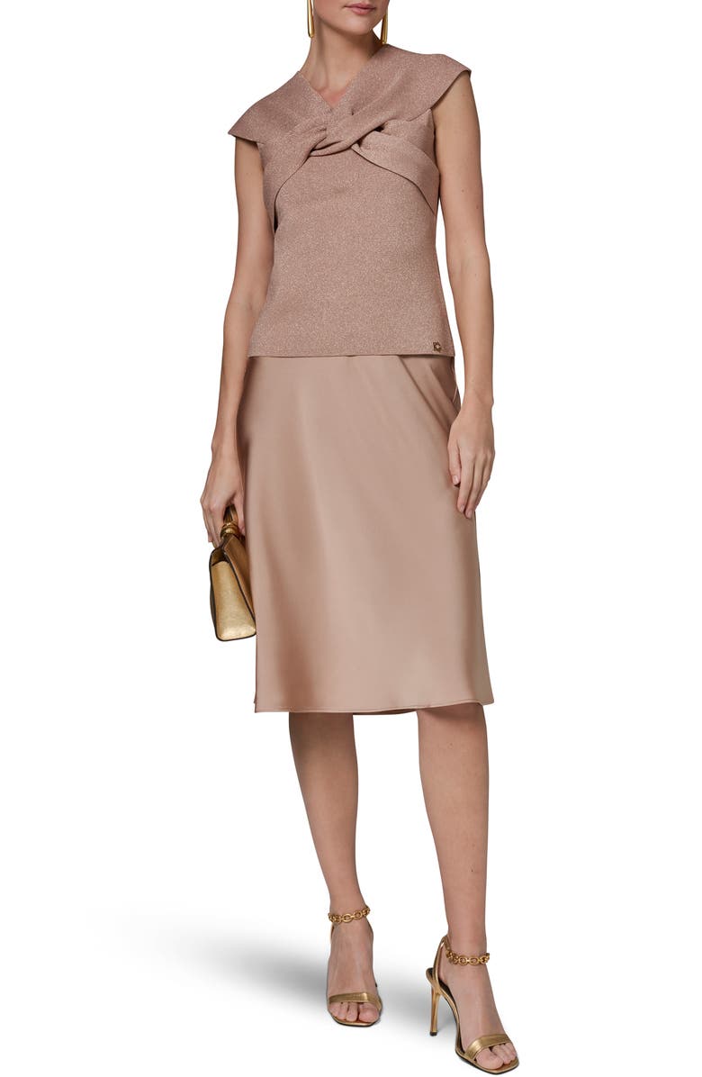 Donna Karan New York Crisscross Metallic Tank, Alternate, color, Umbria Rose Gold