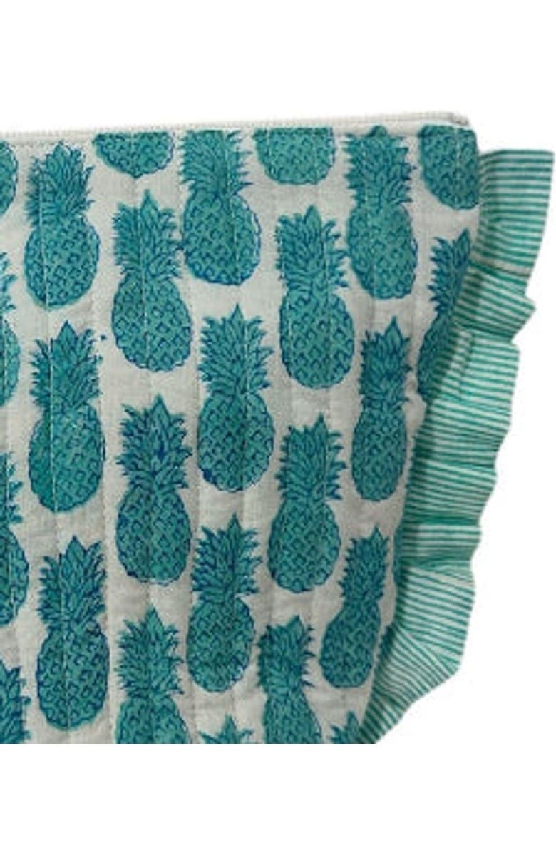 Mer St. Barth La Plage Ruffle Pouch, Alternate, color, Pineapple Crush Lagoon