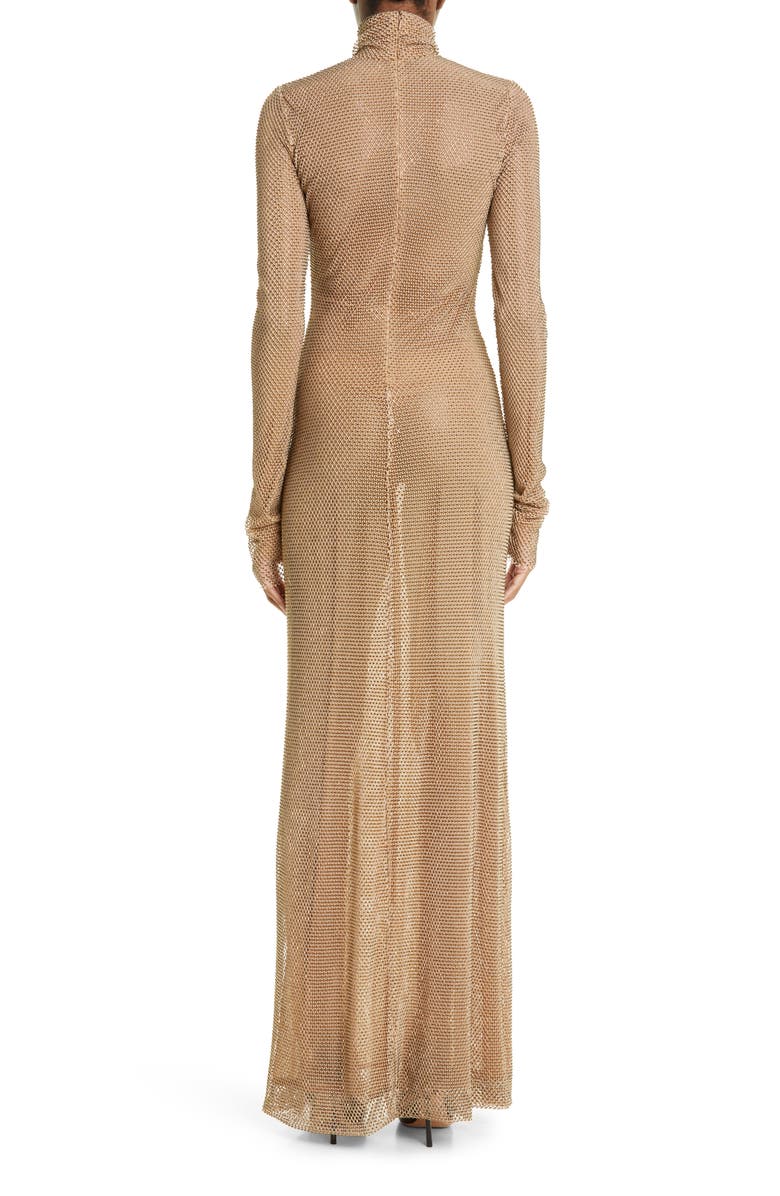 LaQuan Smith Stud Long Sleeve Mock Neck Gown, Alternate, color, Gold