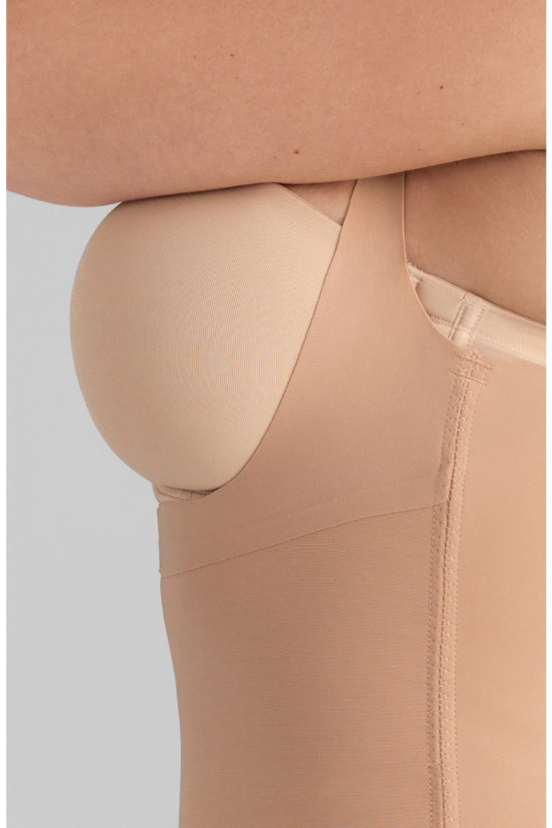 Open Bust Mid Thigh Shaper Bodysuit, Alternate, color, SAND