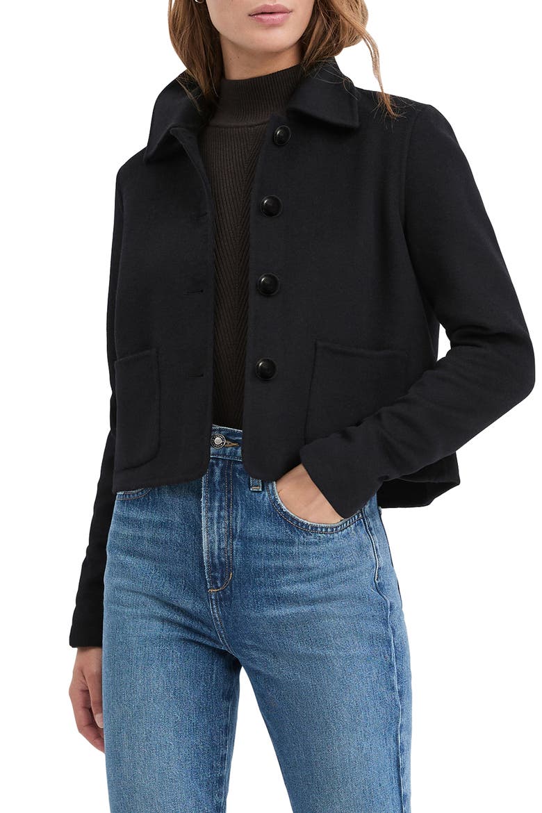 The Annabel Crop Wool Blend Jacket, Main, color, BLACK