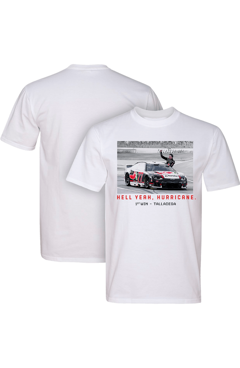 Classic Ink Men's Classic Ink White Carson Hocevar Hell Yeah Hurricane 1st Win T-Shirt, Alternate, color, White