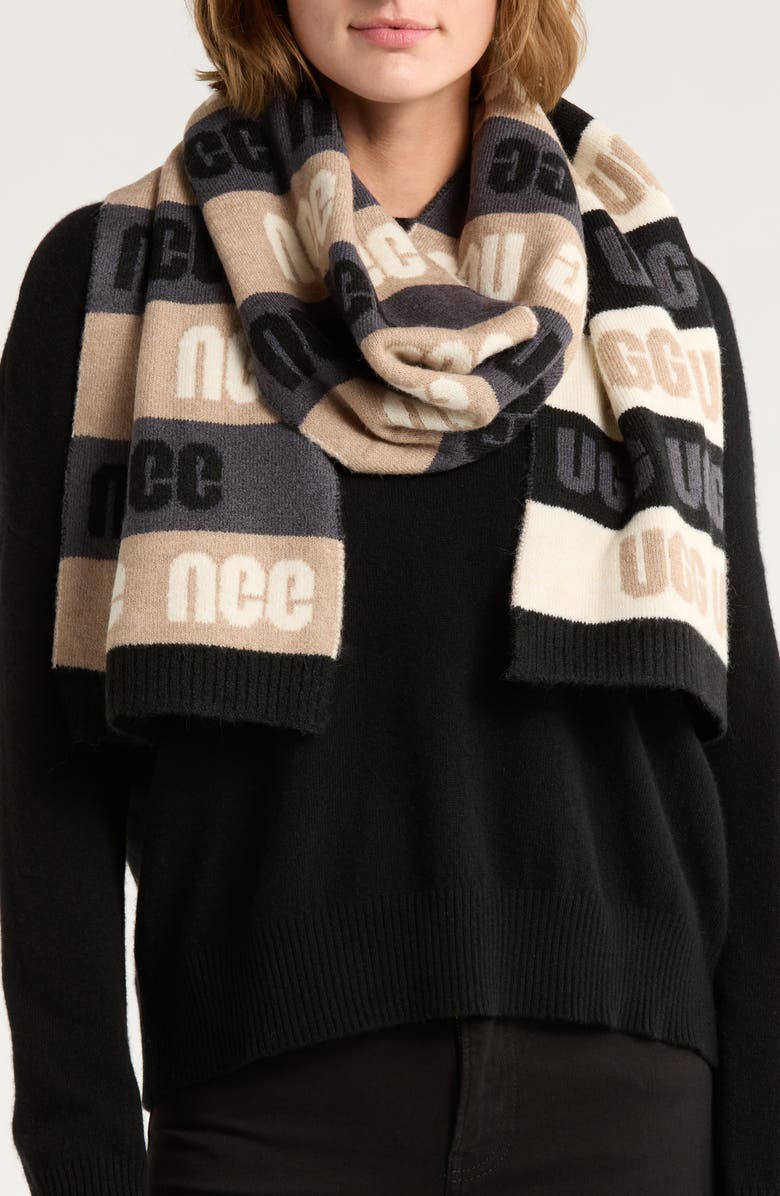 UGG<sup>®</sup> Logo Scarf, Main, color, Black Multi