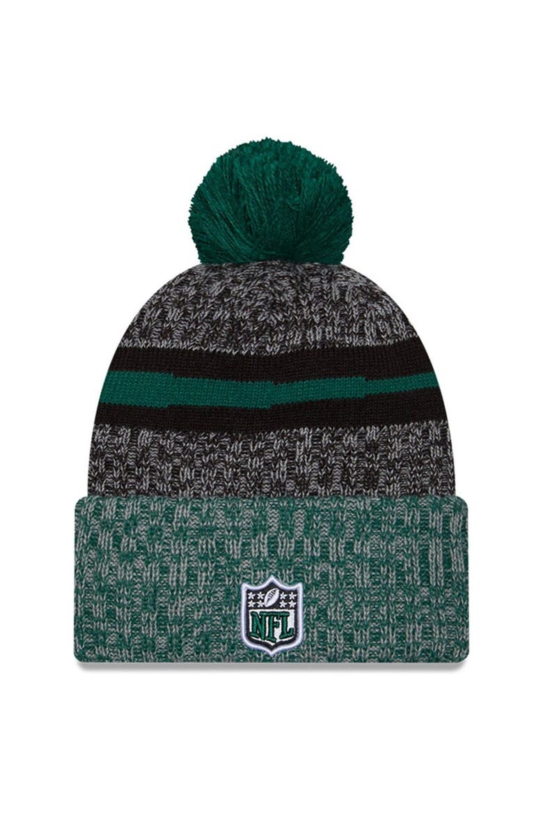 Men's New Era  Black/Green New York Jets 2023 Sideline Sport Cuffed Pom Knit Hat, Alternate, color, Black