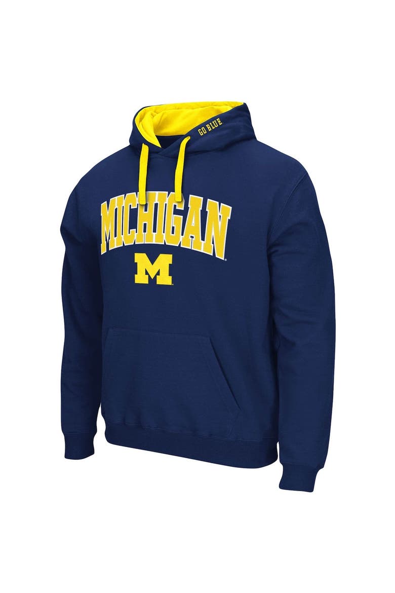 Men's Colosseum Navy Michigan Wolverines Big & Tall Arch & Logo 2.0 Pullover Hoodie, Alternate, color, Navy